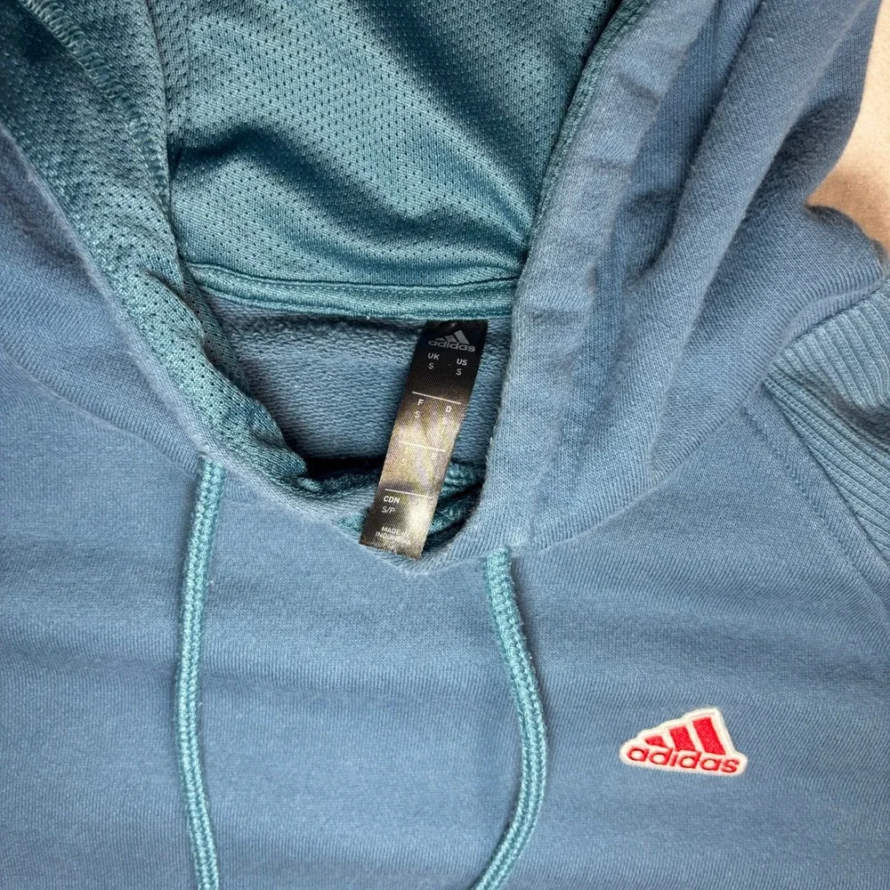 adidas Pullover Hoodie Small Blue Logo Kangaroo Pocket